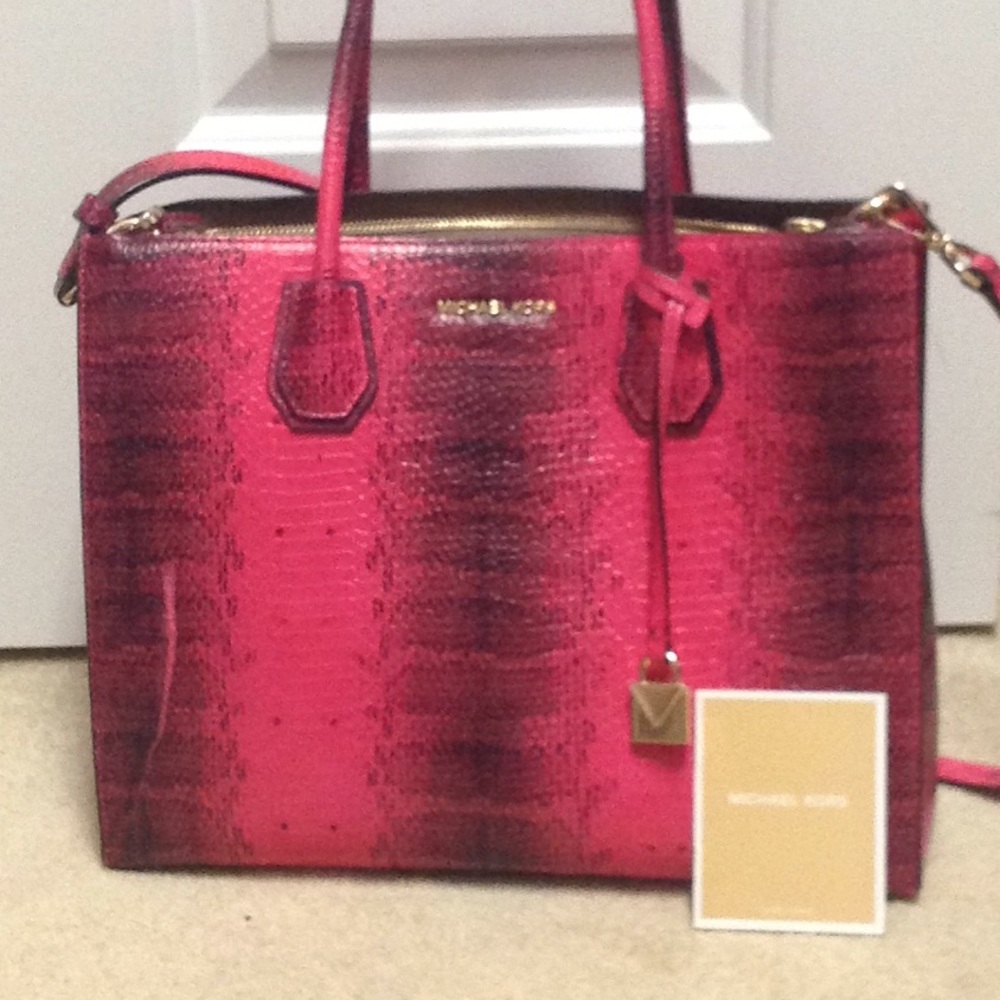 Michael Kors purse pink snake print